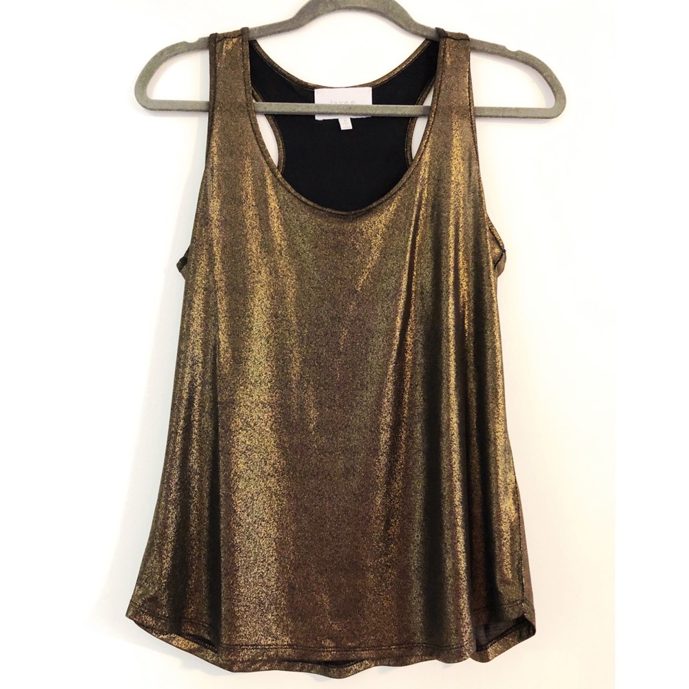 jaye.e. Gold and Black Metallic Racerback Tank